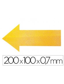Simbolo adhesivo durable pvc forma de flecha para delimitacion suelo amarillo 200x100x0,7 mm pack de 10