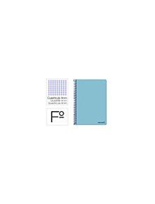 Cuaderno espiral liderpapel folio smart tapa blanda 80h 60gr cuadro 4mm con margen color celeste