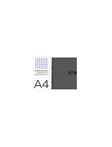 Cuaderno espiral liderpapel a4 micro crafty tapa forrada 120h 90 gr cuadro 5 mm 5 bandas 4 colores color negro