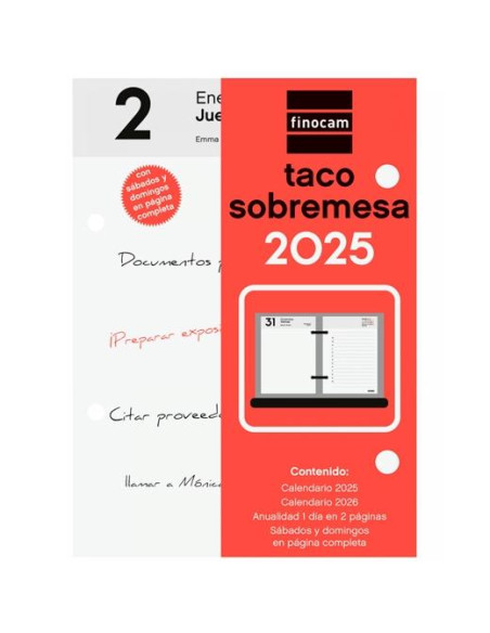 FINOCAM TACO CALENDARIO DE SOBREMESA 85X120MM NEUTRO 2025