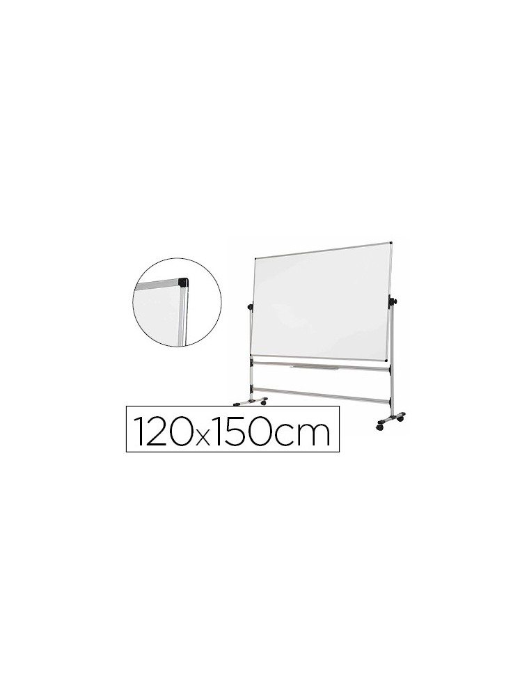 Pizarra blanca bi-office blanca de acero vitrifricado volteable doble cara 120x150 cm