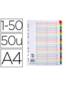 Separador numerico q-connect carton 1-50 juego de 50 separadores din a4 multitaladro