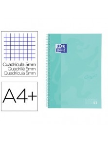 Cuaderno espiral oxford ebook 1 school touch te din a4 80 hojas cuadro 5 mm con margen mint pastel