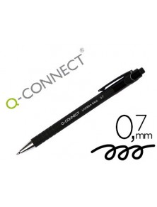 Boligrafo q-connect retractil con grip 0,7 mm color negro