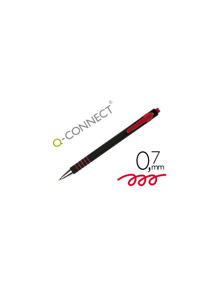Boligrafo q-connect retractil con grip 0,7 mm color rojo