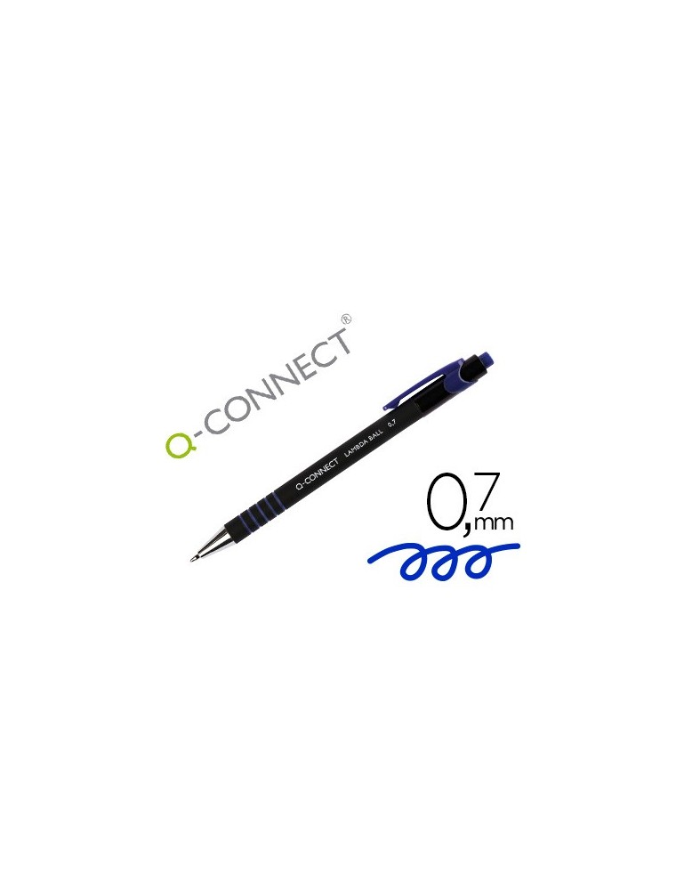 Boligrafo q-connect retractil con grip 0,7 mm color azul