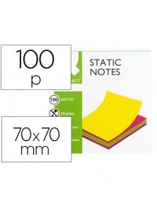 Bloc de notas electrostaticas quita y pon q-connect 70x70 mm 100 hojas 5 colores fluorescentes