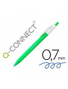 Boligrafo q-connect retractil kf14625 biodegradable verde tinta azul