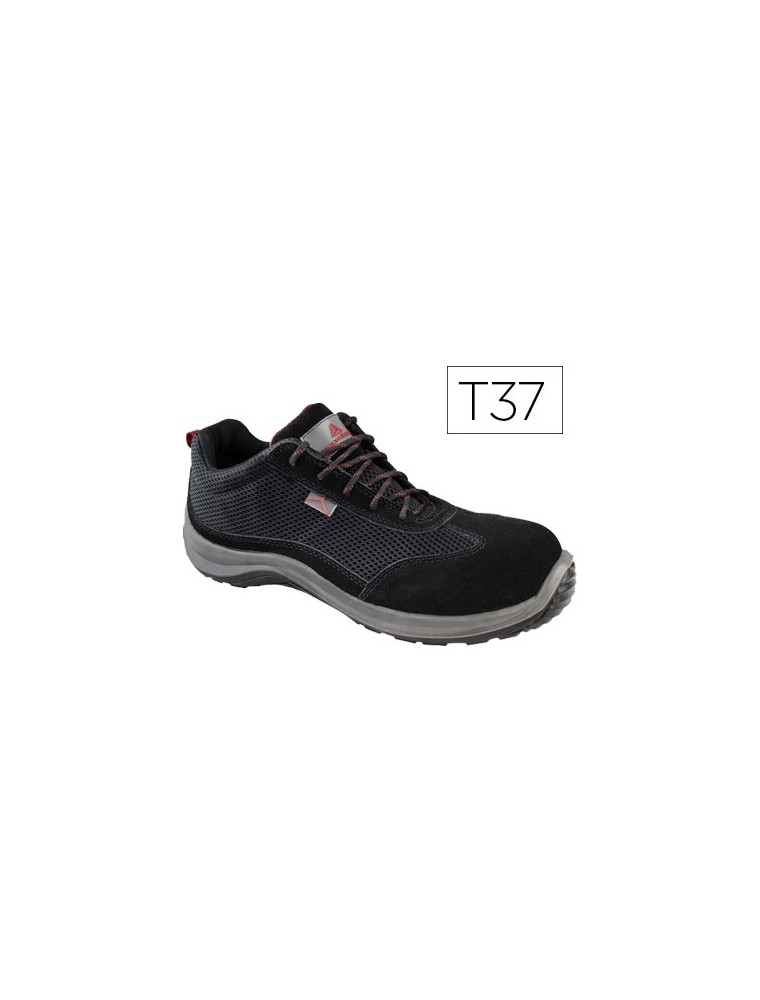 Zapatos de seguridad deltaplus asti piel de serraje afelpado suela de composite negro talla 37