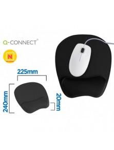 Alfombrilla para raton q-connect con reposamuñecas ergonomica de gel color negro 225x240x20 mm