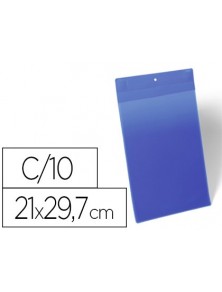 Funda durable magnetica 210x297 mm plastico azul ventana transparente pack de 10 unidades