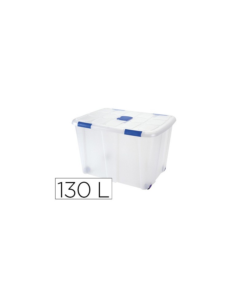 Contenedor plastico plasticforte 130 litros n 16 transparente con tapa 480x740x540 mm