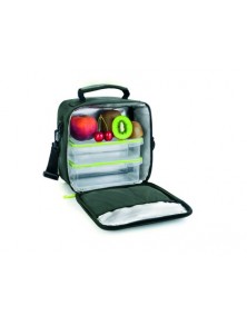 Bolsa porta alimentos ibili lunch away green termica con asa incluye 2 recipientes con tapa hermetica y bandeja