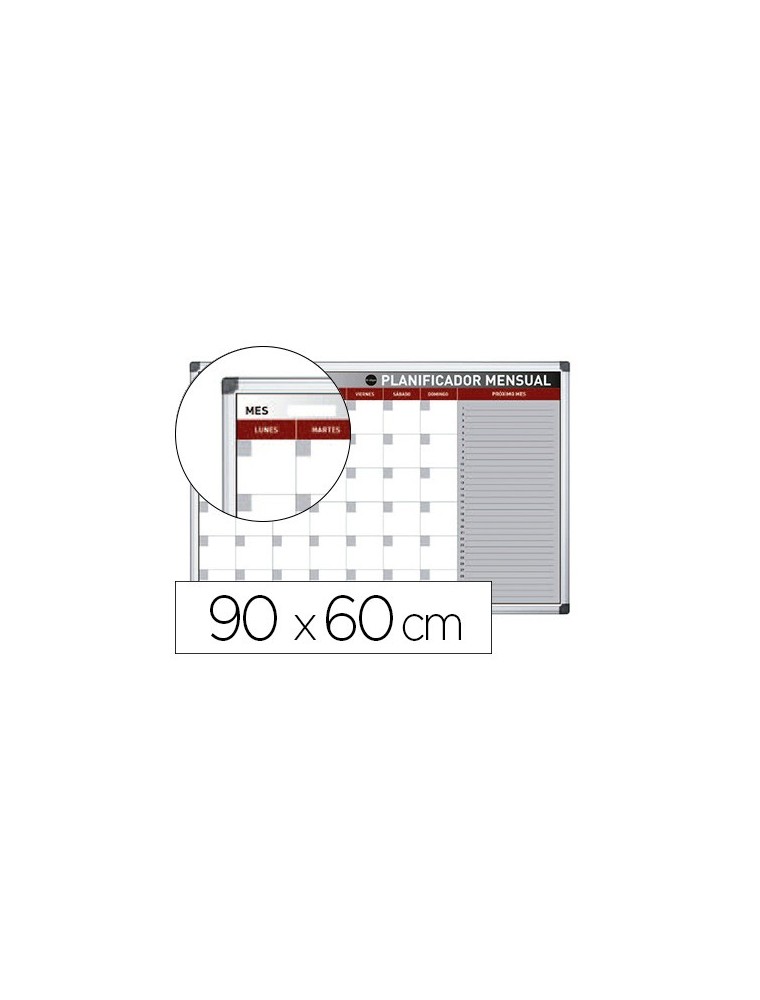 Planning magnetico bi-office mensual lacado marco aluminio rotulable 90x60 cm