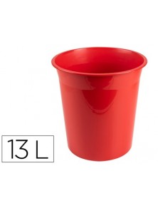Papelera plastico q-connect rojo opaco 13 litros