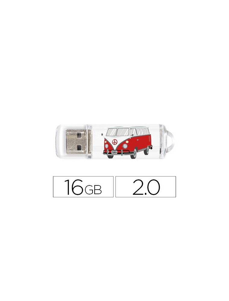 Memoria usb techonetech flash drive 16 gb 2.0 camper van-van