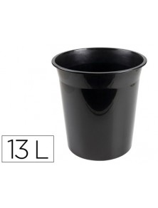 Papelera plastico q-connect negro opaco 13 litros dim.275x285 mm