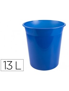 Papelera plastico q-connect azul translucido 13 litros 275x285 mm