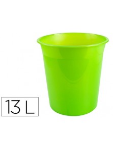 Papelera plastico q-connect verde translucido 13 litros 275x285 mm