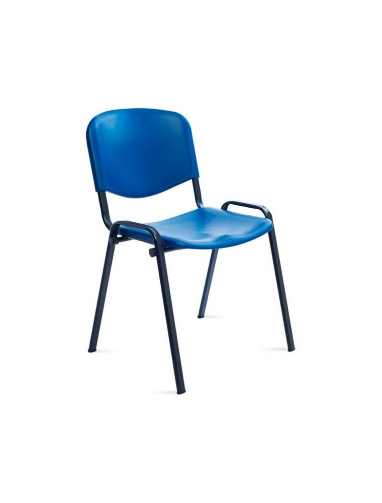 Silla rocada confidente estructura metalica respaldo y asiento en polimero color azul