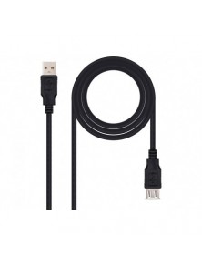 Cable usb nanocable 2.0 tipo am-ah color negro longitud 1,8 m
