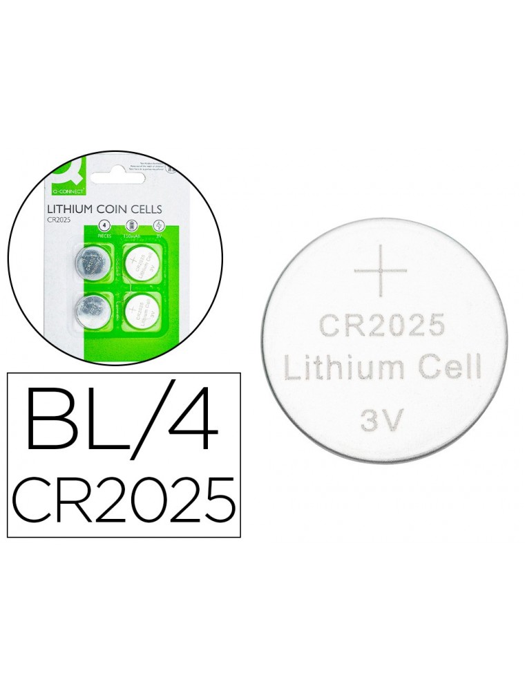 Pila q-connect tipo boton litio cr2025 3v blister de 4 unidades