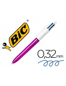 Boligrafo bic cuatro colores shine morado punta de 1 mm