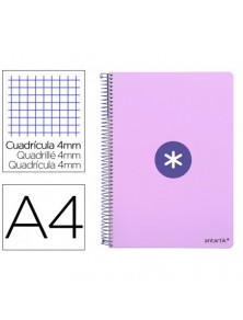 Cuaderno espiral liderpapel a4 antartik tapa dura 80h 90gr cuadro 4mm con margen color lavanda