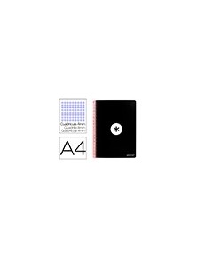 Cuaderno espiral liderpapel a4 antartik tapa dura 80h 90gr cuadro 4mm con margen color negro
