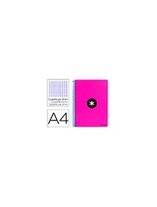 Cuaderno espiral liderpapel a4 antartik tapa dura 80h 90gr cuadro 4mm con margen color rosa fluor