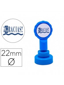 Sello artline emoticono gracias color azul 22 mm diametro
