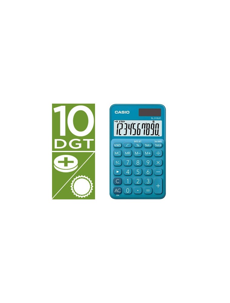 Calculadora casio sl-310uc-bu bolsillo 10 digitos tax - tecla color azul