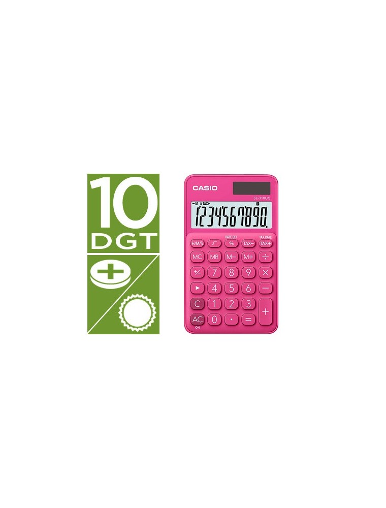 Calculadora casio sl-310uc-rd bolsillo 10 digitos tax - tecla color fucsia
