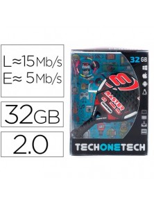 Memoria usb tech on tech raqueta padel roja 32 gb