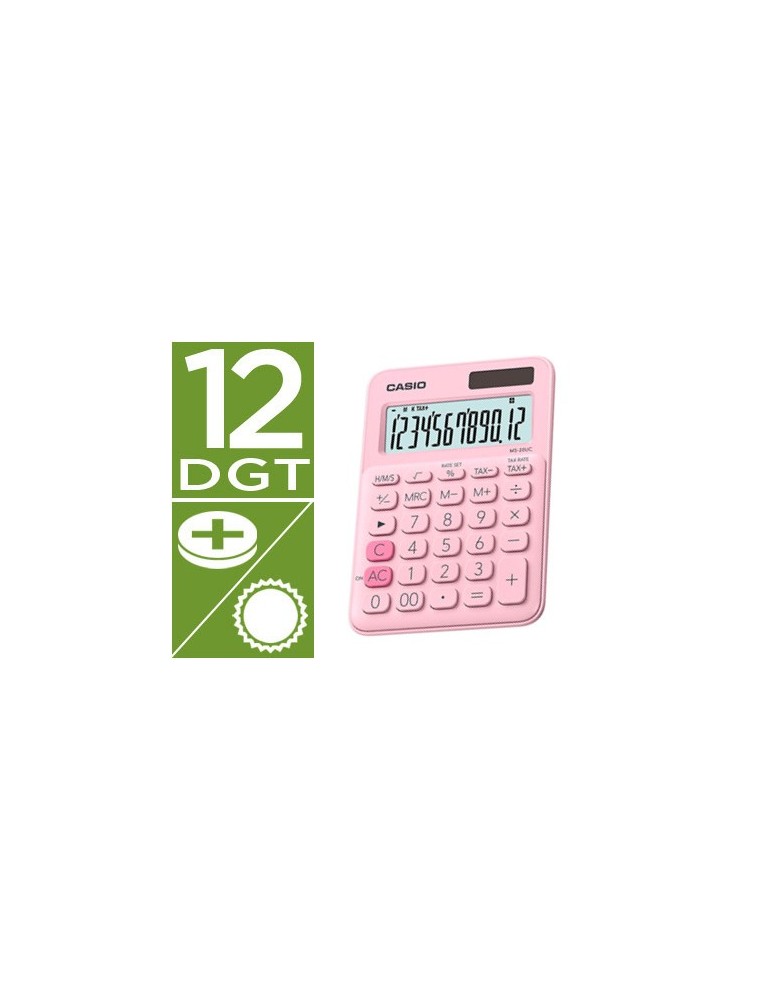 Calculadora casio ms-20uc-pk sobremesa 12 digitos tax - color rosa