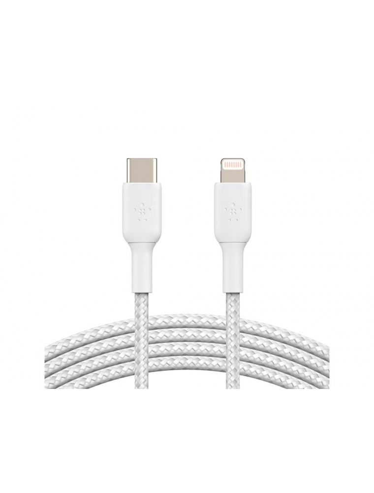Cable trenzado belkin caa004bt1mwh usb-c a lightning boost charge largo 1 m color blanco