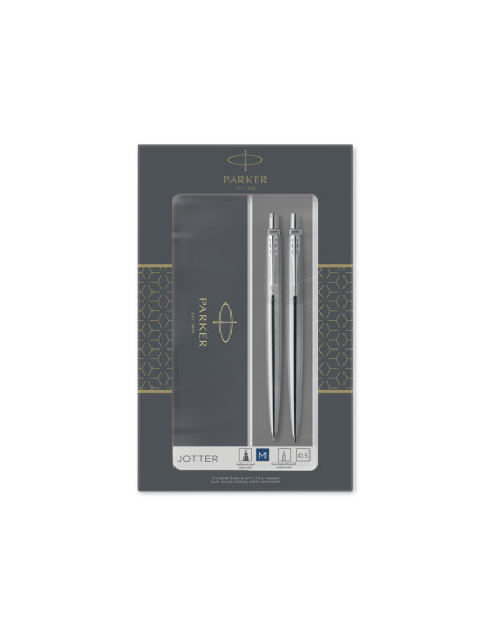 Juego parker jotter duo acero ct boligrafo + portaminas