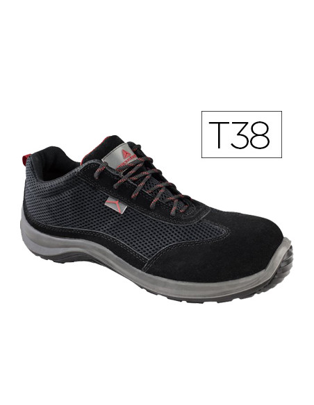 Zapatos de seguridad deltaplus asti piel de serraje afelpado suela de composite negro talla 38