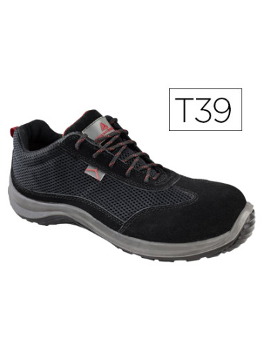 Zapatos de seguridad deltaplus asti piel de serraje afelpado suela de composite negro talla 39