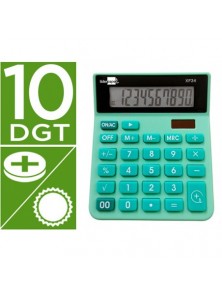 Calculadora liderpapel sobremesa xf24 10 digitos solar y pilas color verde 127x105x24 mm