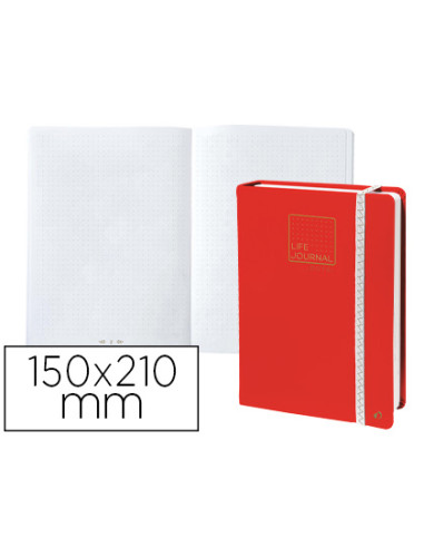 Libreta quo vadis life journal infinite dots puntos 15x21 cm 224 hojas tapa similpiel rojo