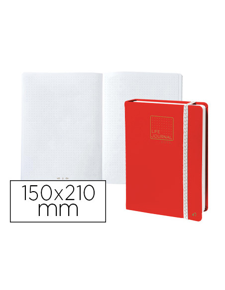 Libreta quo vadis life journal infinite dots puntos 15x21 cm 224 hojas tapa similpiel rojo