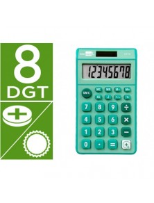 Calculadora liderpapel bolsillo xf13 8 digitos solar y pilas color verde 115x65x8 mm