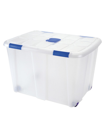 Contenedor plastico plasticforte 130 litros n 16 transparente con tapa 480x740x540 mm