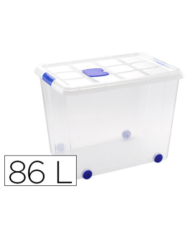 Contenedor plastico plasticforte 86 litros n 8 transparente con tapa 470x620x450 mm