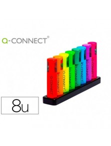 Rotulador q-connect fluorescente neon punta biselada estuche de sobremesa 8 colores surtidos