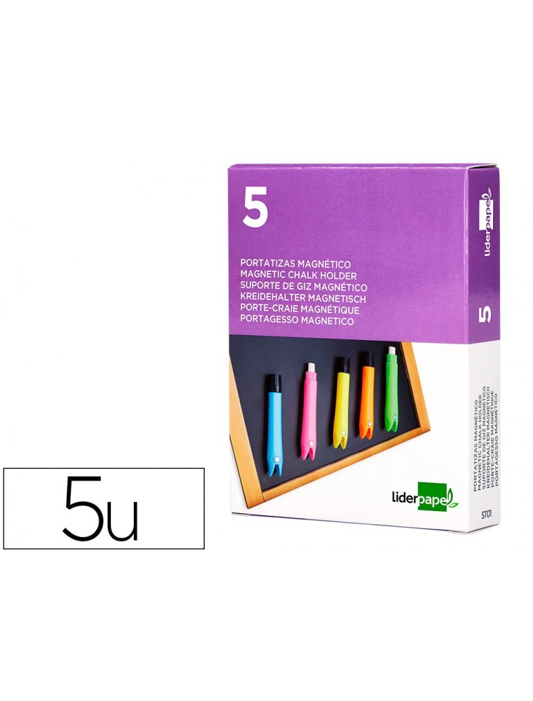 Portatizas plastico liderpapel magnetico colores surtidos caja de 5 unidades