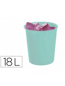 Papelera plastico archivo 2000 ecogreen 100 reciclada 18 litros color verde pastel