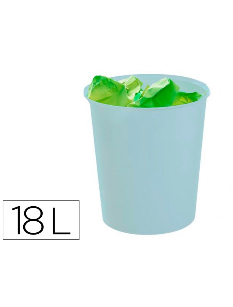 Papelera plastico archivo 2000 ecogreen 100 reciclada 18 litros color azul pastel
