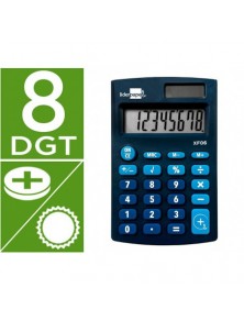 Calculadora liderpapel bolsillo xf06 8 digitos solar y pilas color azul 98x62x8 mm